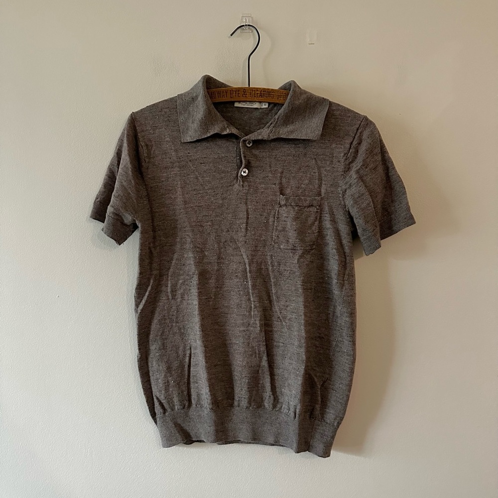 Suitsupply Men’s Polo Shirt Brown S Linen Cotton Knit Shirt